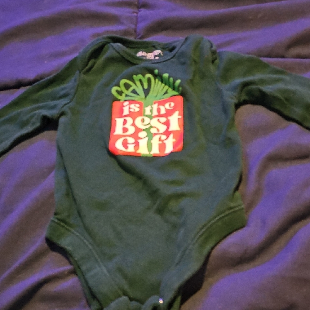 !! Baby 3-6mos. Green Long Sleeve Kids Onesie